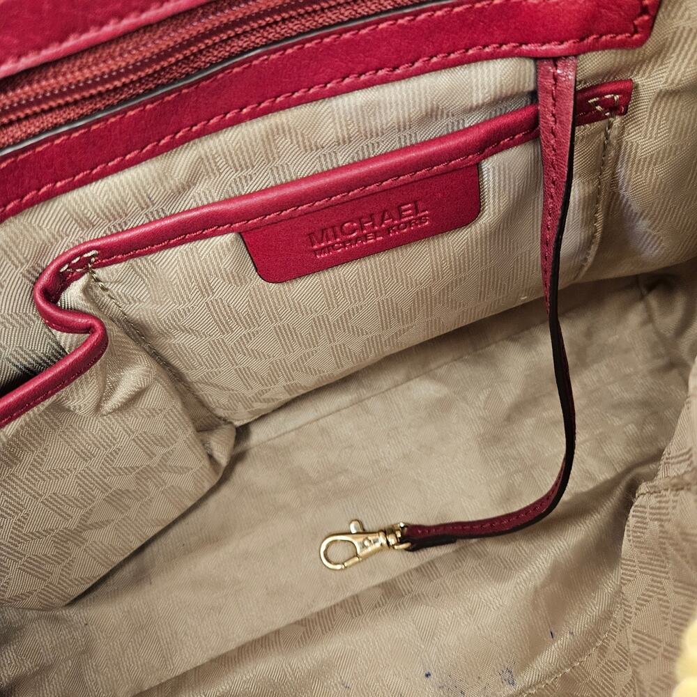 Michael Kors Matilda Red Leather Gold shoulder bag Purse Wristlet Wallet Set - Picture 8 of 12